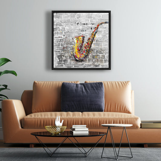Toile Graffiti Saxophone - Décoration murale contemporaine pour chambre à coucher