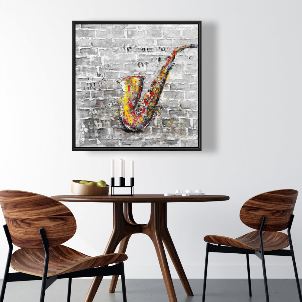 Toile Graffiti Saxophone - Décoration murale contemporaine pour chambre à coucher