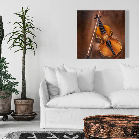 Toile de violon alto | Décoration murale de chambre marron américain