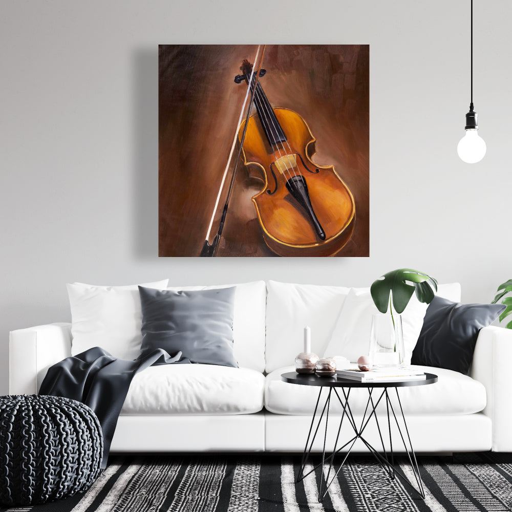 Toile de violon alto | Décoration murale de chambre marron américain
