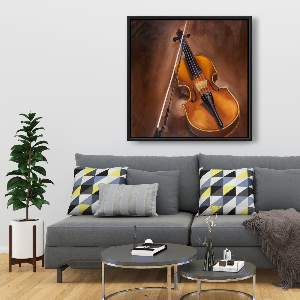 Toile musicale « Violon alto marron » | Décoration encadrée américaine