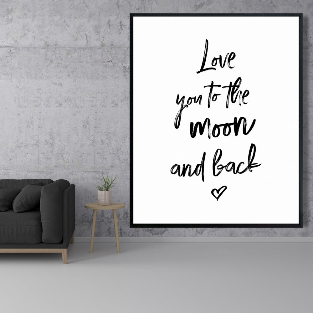 Je t'aime jusqu'à la lune et retour | Décoration romantique sur toile encadrée