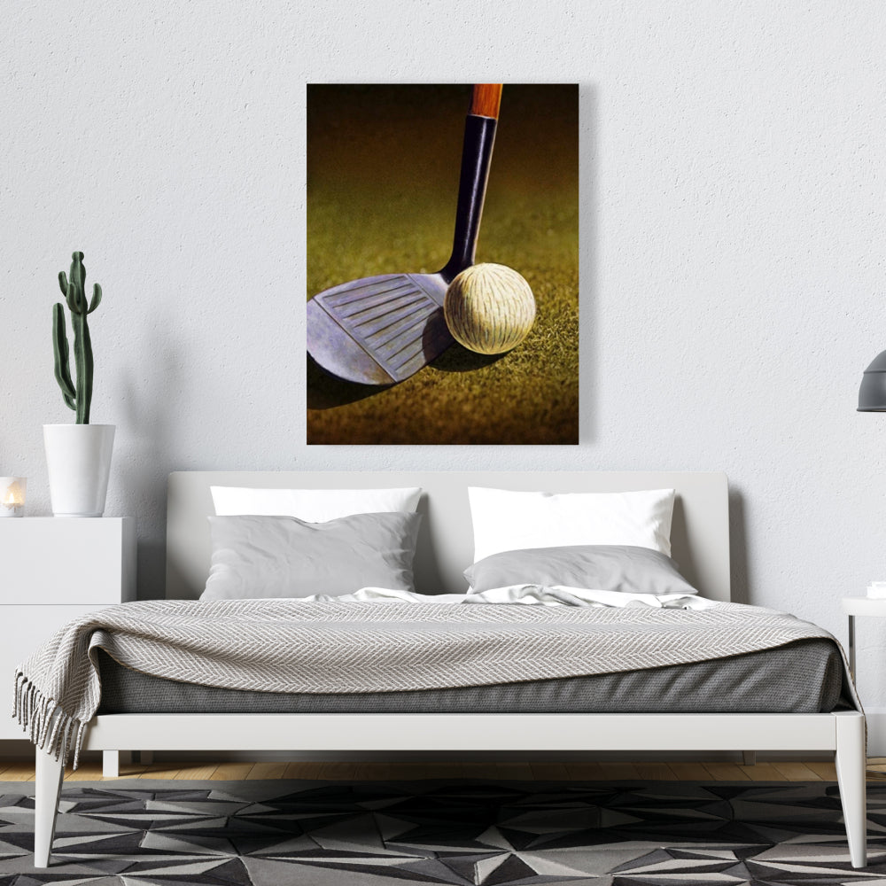Toile hyperréaliste marron représentant un club de golf | Décoration d'intérieur pour homme