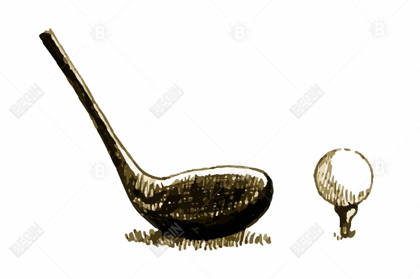 Illustration de club de golf sur toile | Cadre marron pour décor de caverne d'homme