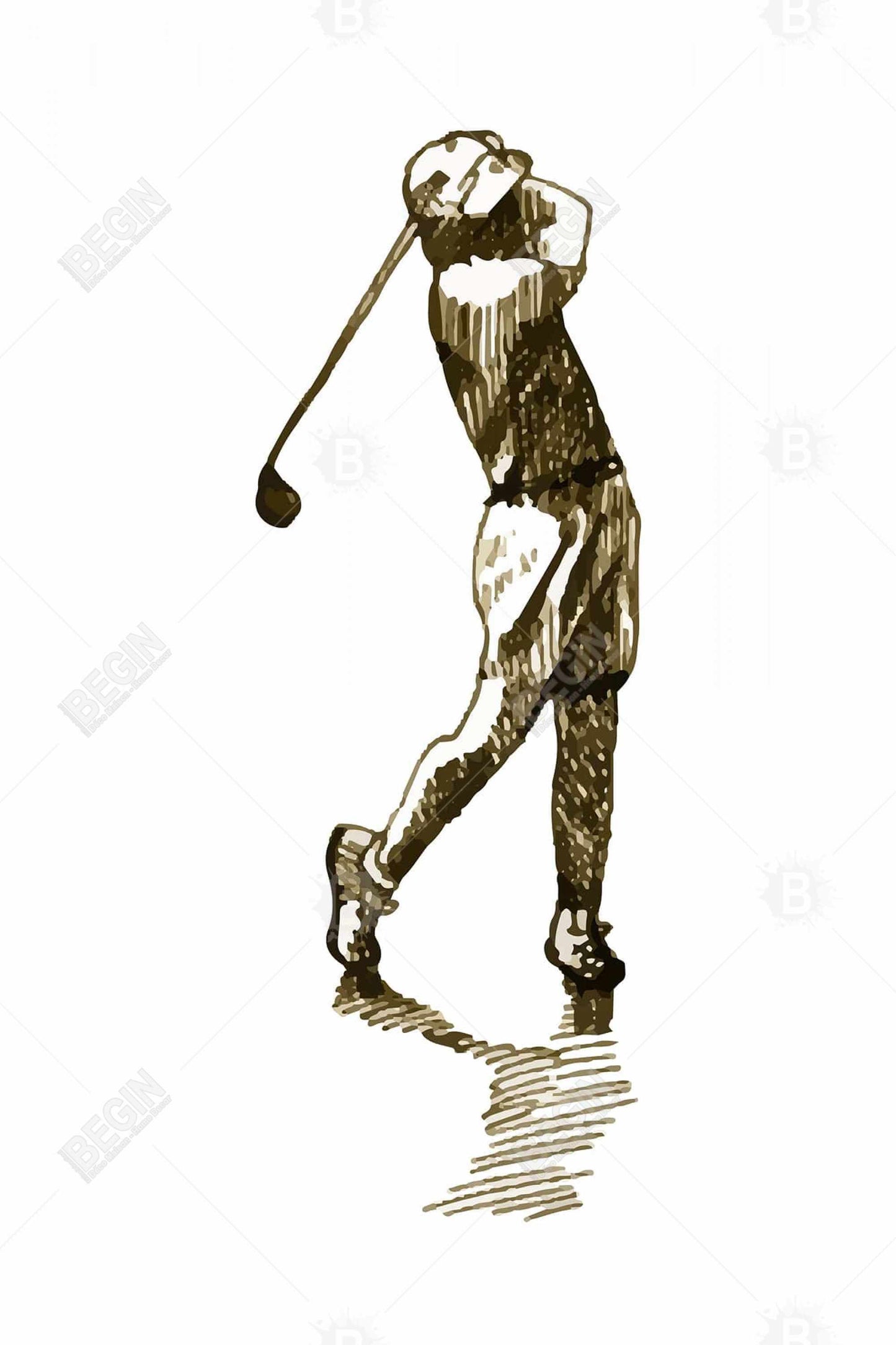 Toile encadrée représentant un golfeur - Décoration murale