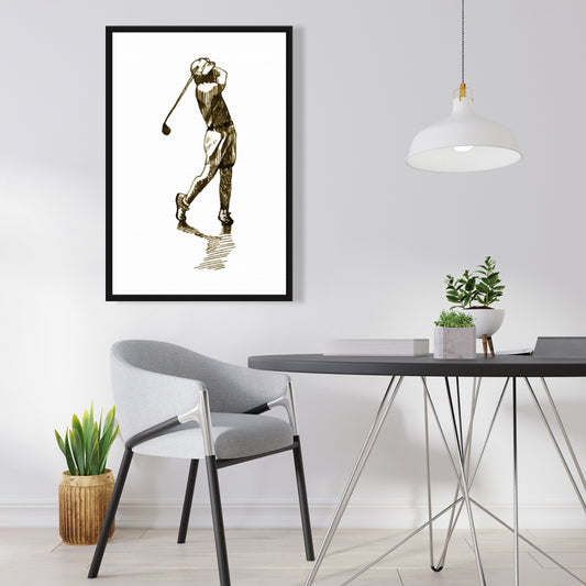 Toile encadrée représentant un golfeur - Décoration murale