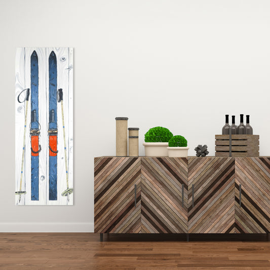 Toile de ski bleu vintage - Décoration de salon illustrative