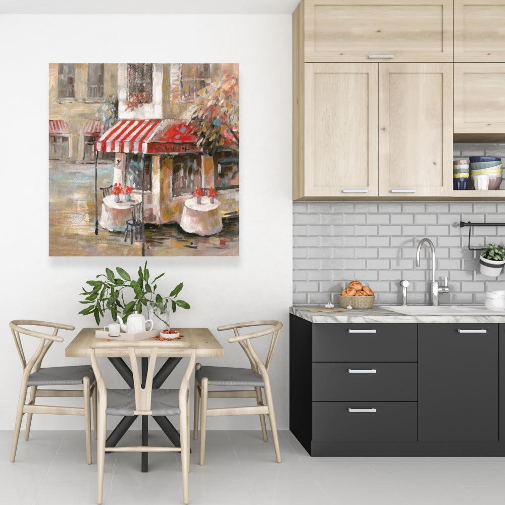 Sunny Restaurant Terrace Canvas | Contemporary Street Decor
