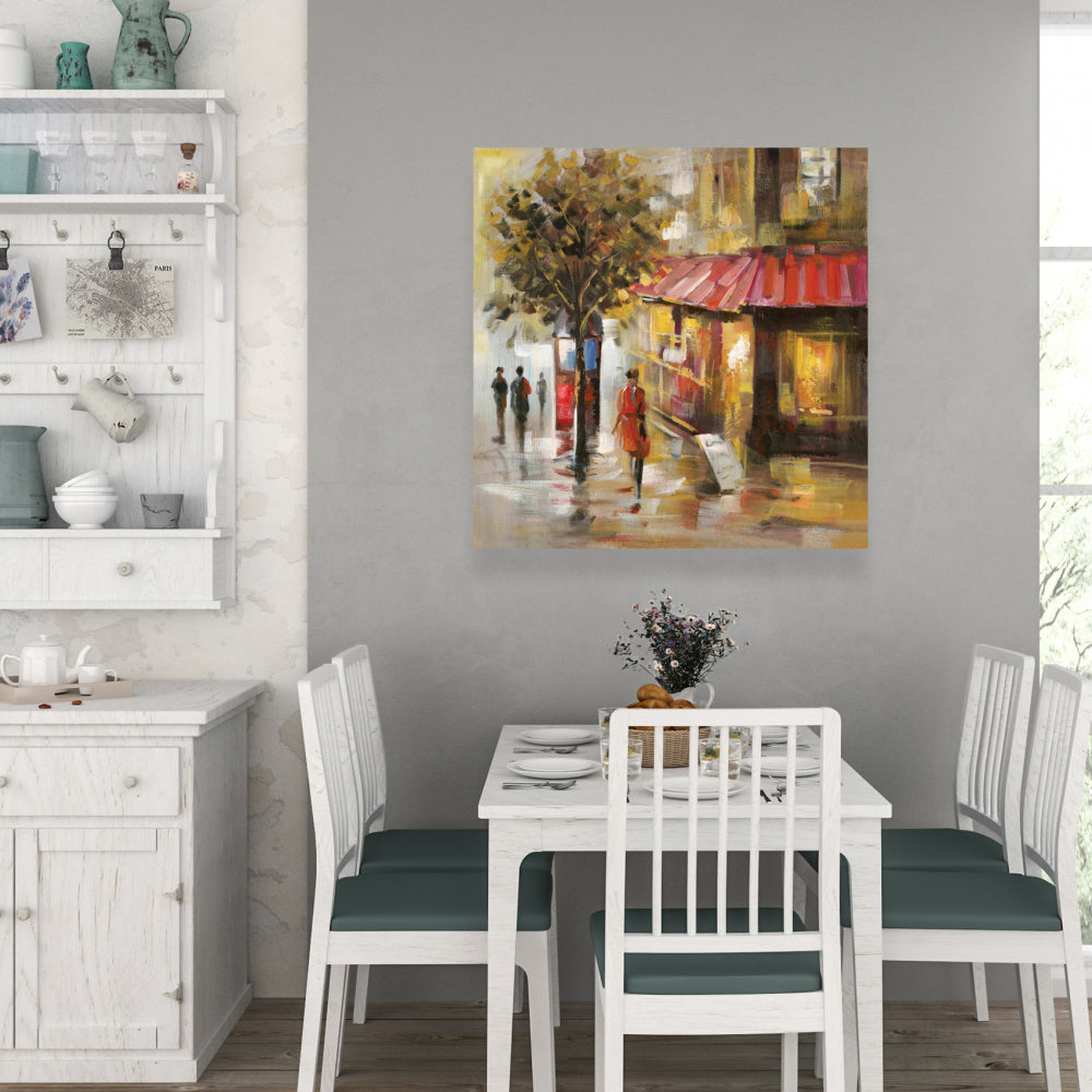 Abstract Street with Passers | Trees Contemporary Bedroom Canvas