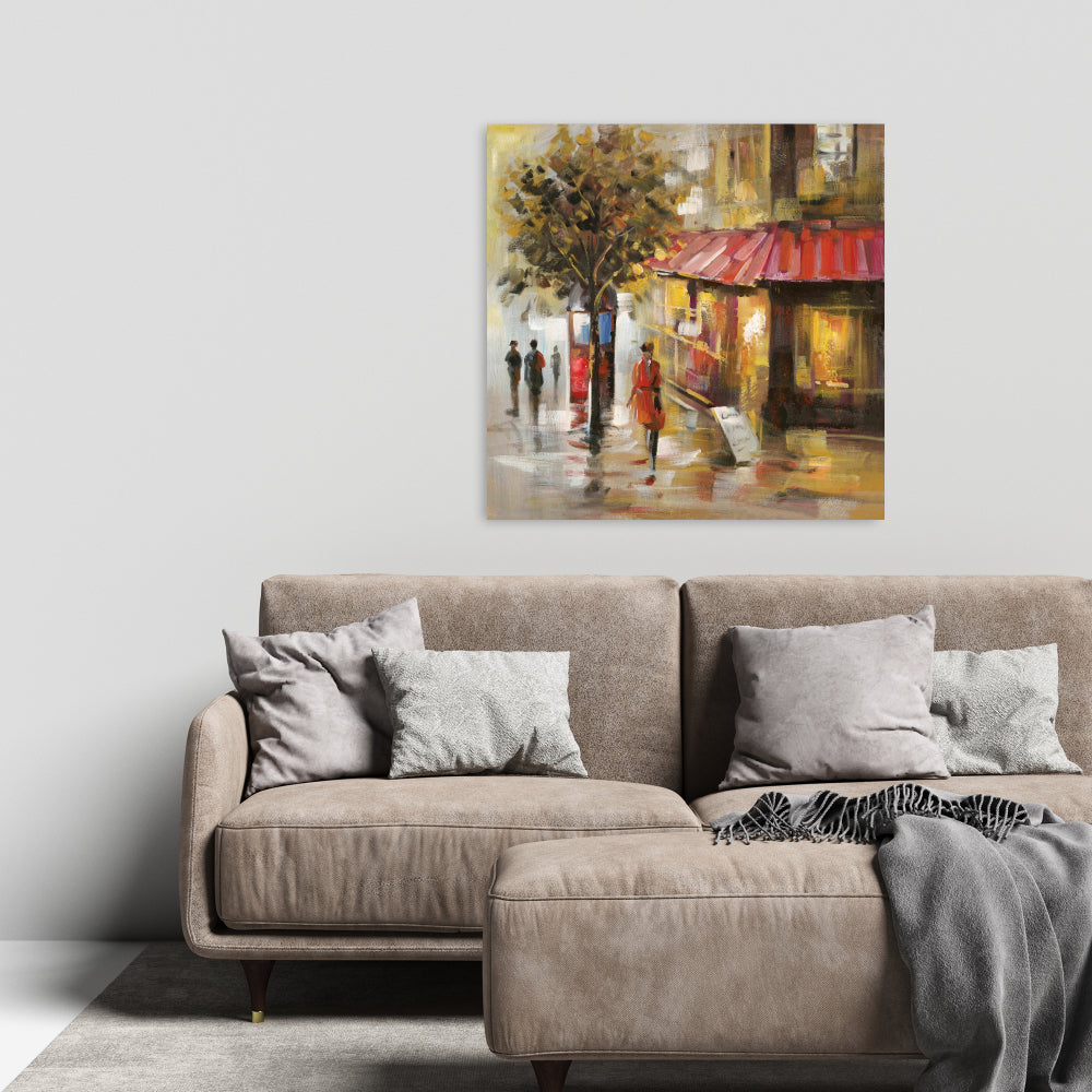 Abstract Street with Passers | Trees Contemporary Bedroom Canvas