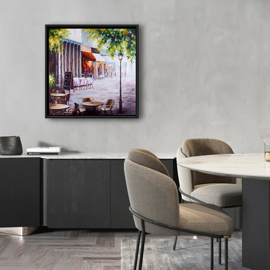 Toile encadrée représentant des arbres dans un restaurant en plein air | Décoration d'intérieur