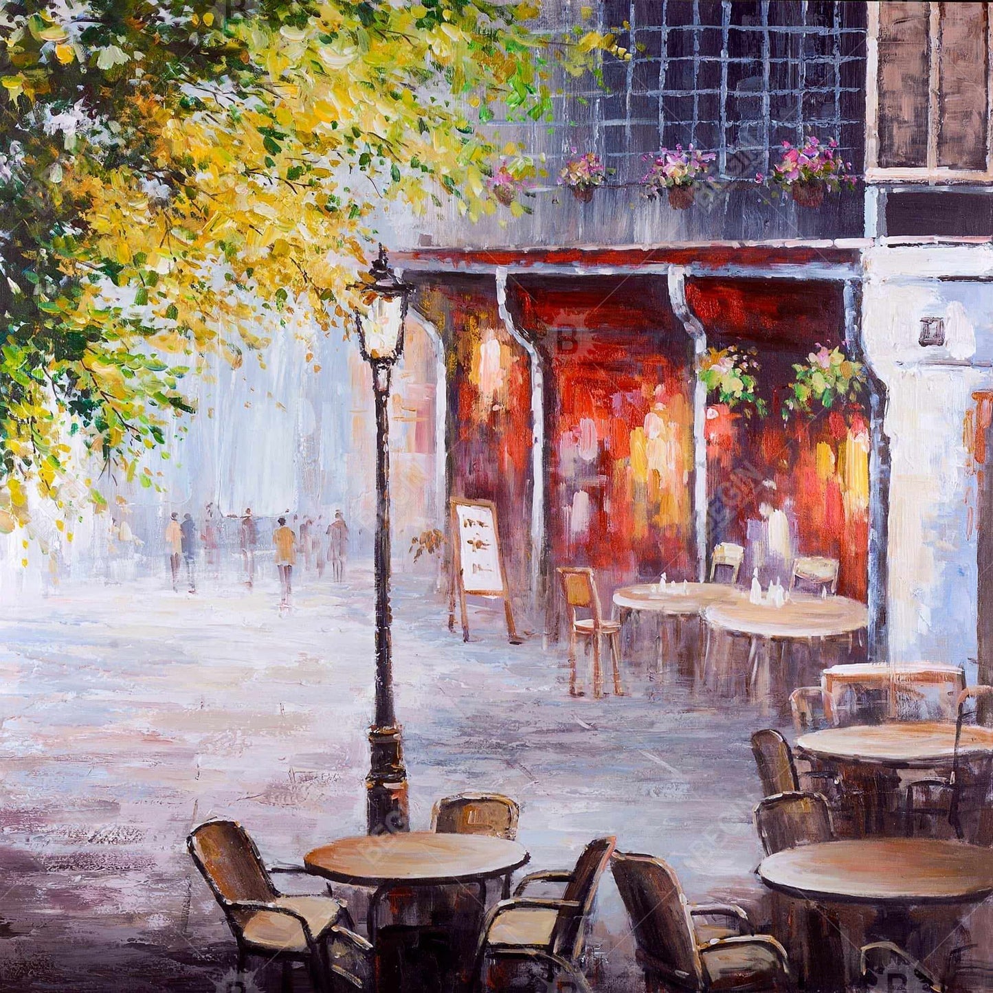 Outdoor Restaurant Canvas | Blue Bedroom Decor | Contemporary Art