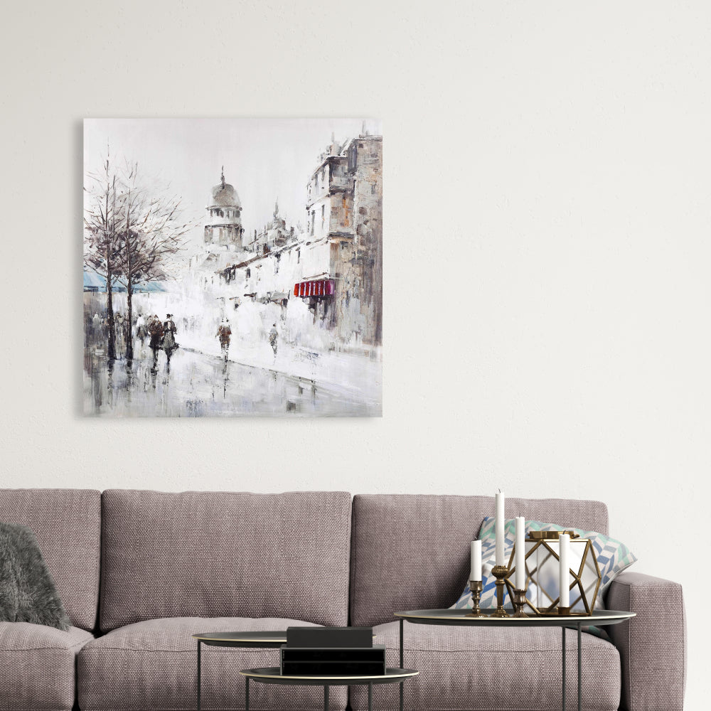 Gray City Street Canvas | Bedroom Wall Art Home Decor