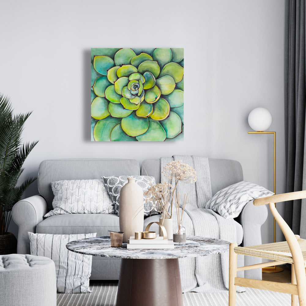 Floral & Botanical Green Cactus Canvas | Watercolor Succulent Decor