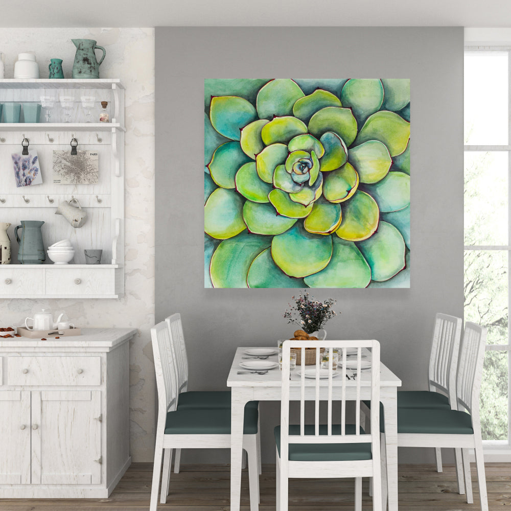 Floral & Botanical Green Cactus Canvas | Watercolor Succulent Decor