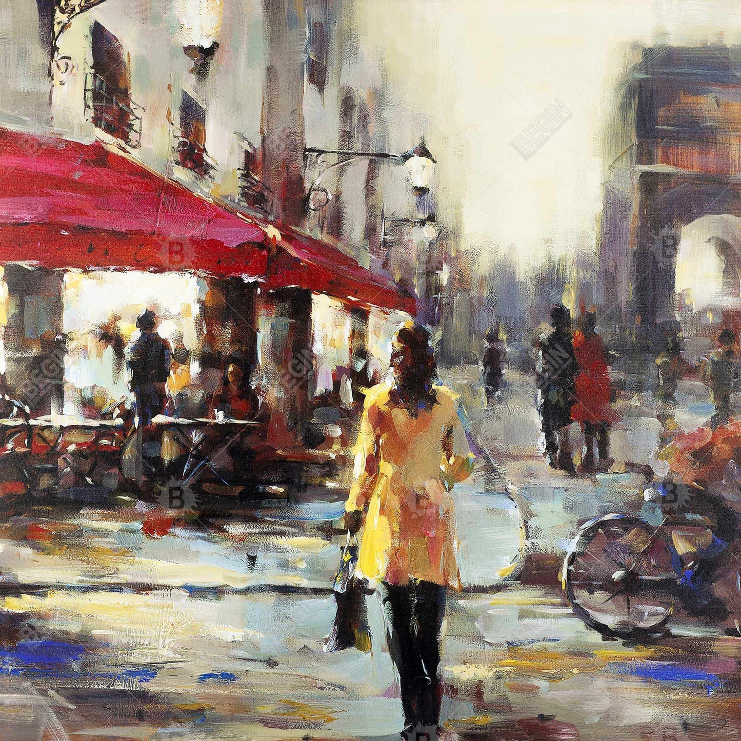 Woman Walking in Paris Canvas | Contemporary Bedroom Decor