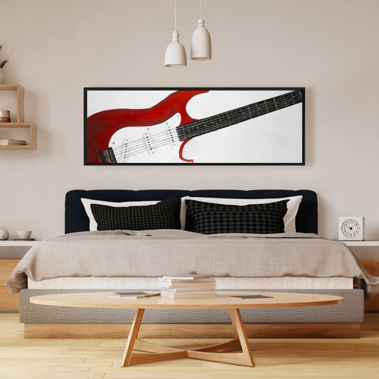 Red Rock Guitar Canvas - Contemporary Gray Frame Home Decor