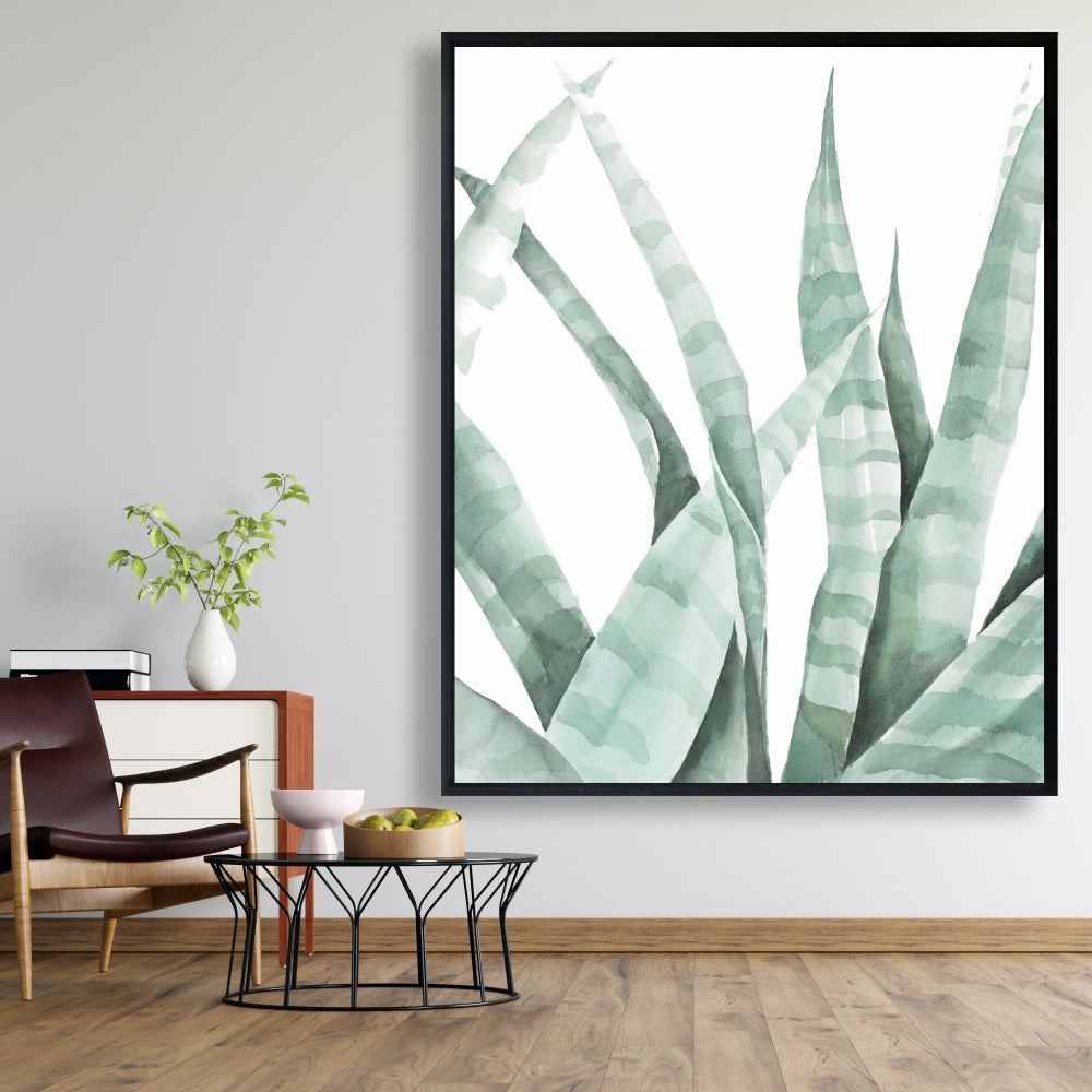 White Botanical Exotic Framed Canvas - Watercolor Desert Plant