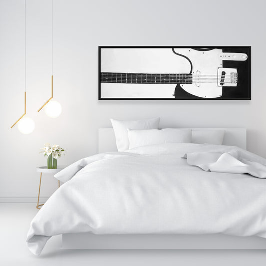 Toile grise pour chambre à coucher | Décoration murale encadrée avec guitare Black Rock