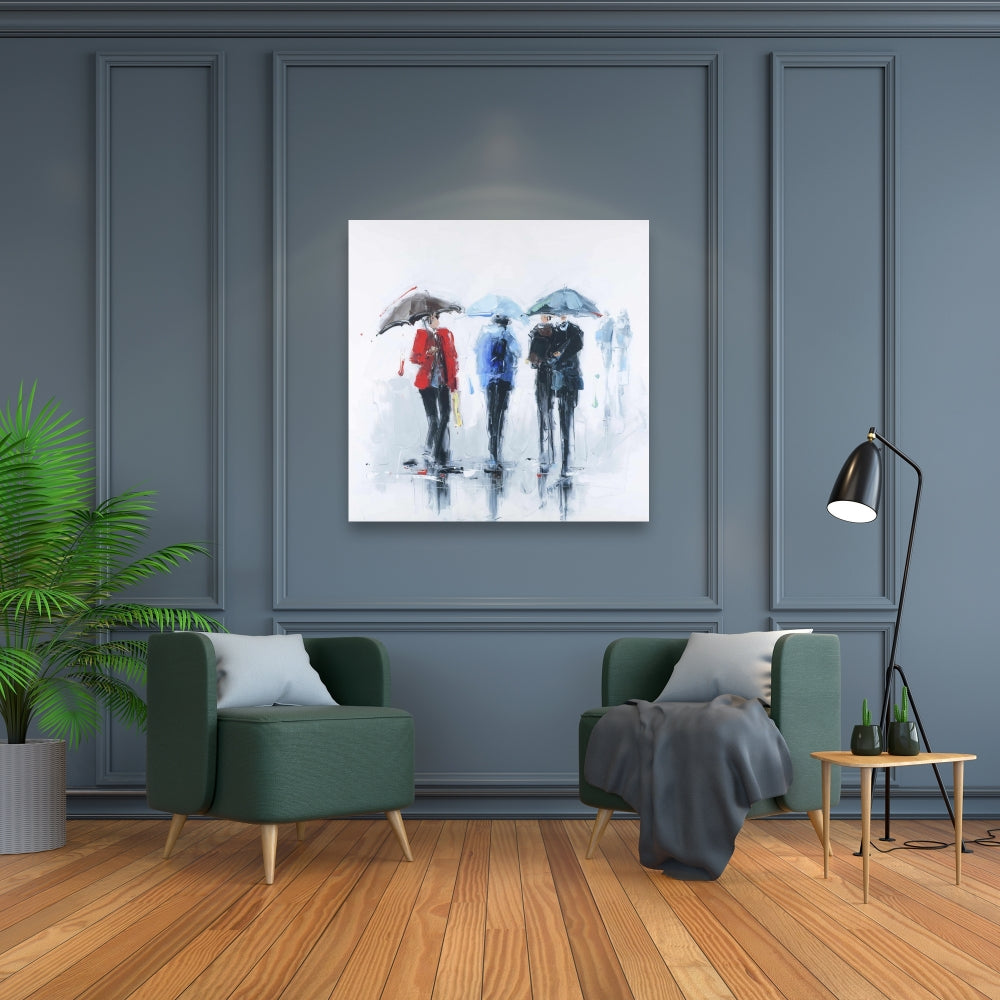 Blue Contemporary Canvas - Spring Shower | Home Decor Art