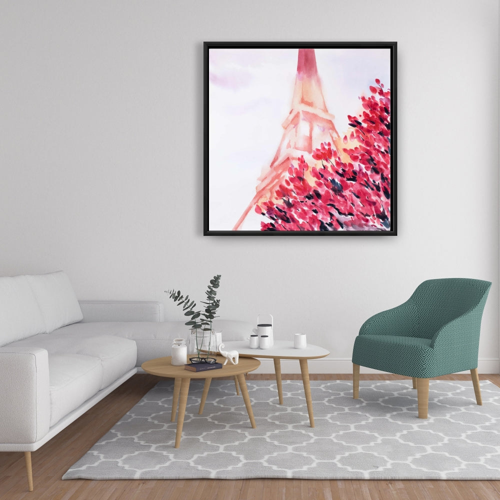 Pink Eiffel Tower Canvas - Romantic Bedroom Flowers Decor