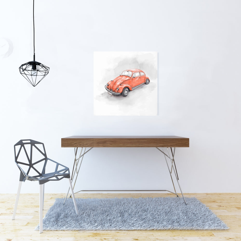 Vintage Red Beetle Canvas | Bedroom Wall Art Decor