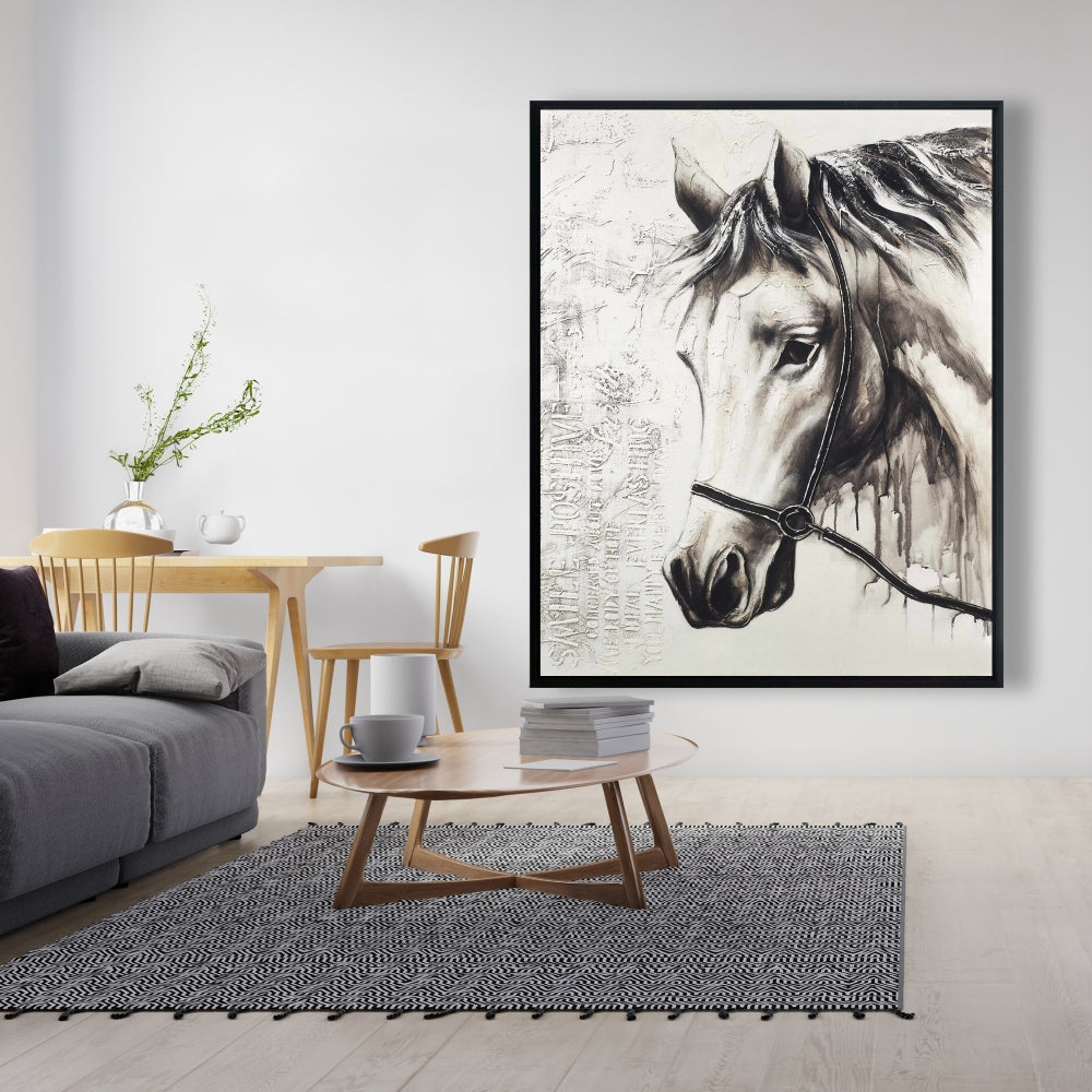 Toile Alpha le cheval blanc | Décoration de chambre avec animaux de la ferme