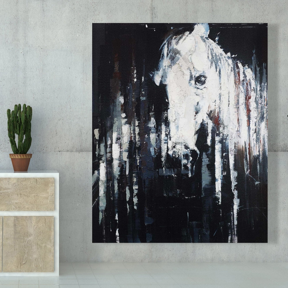Abstract Horse Blue Canvas | Farm Animal Bedroom Decor