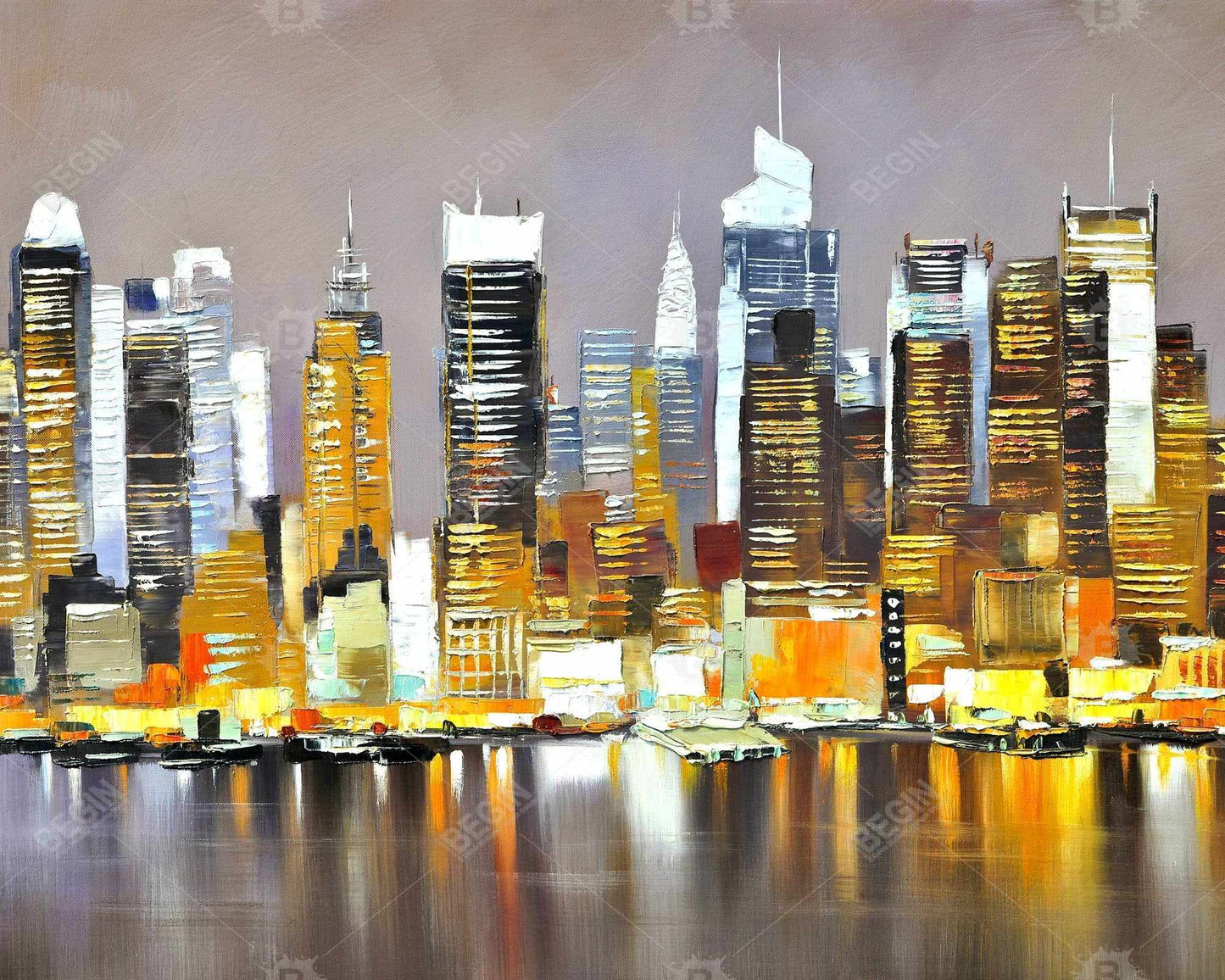 Texturized Skyscrapers by Night Canvas | Home Decor Wall Art