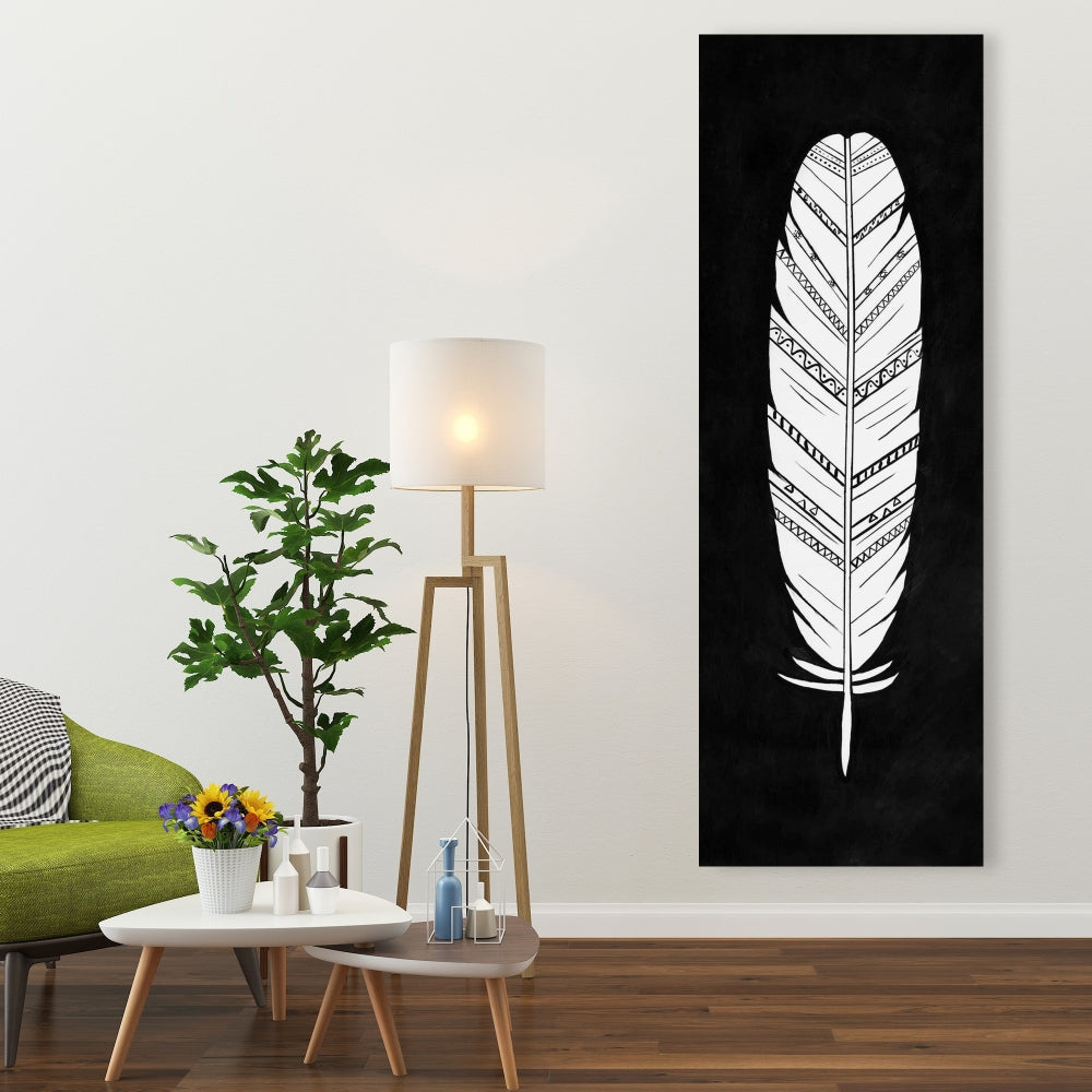 Bohemian Feather Pattern Canvas - White Bird Art for Home Decor