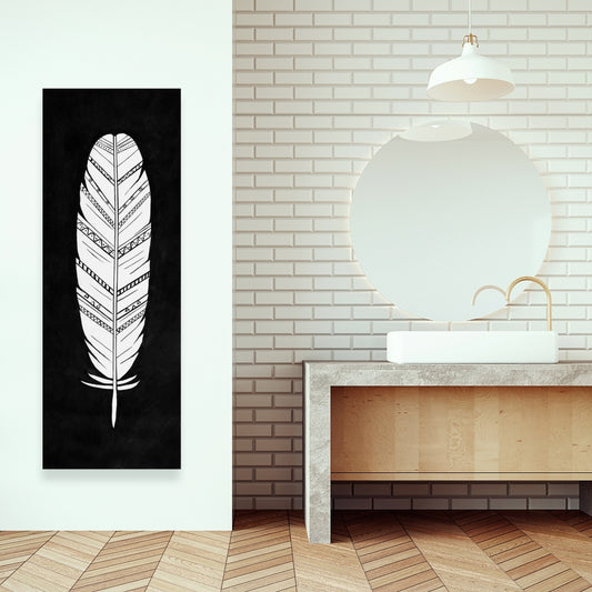 Bohemian Feather Pattern Canvas - White Bird Art for Home Decor