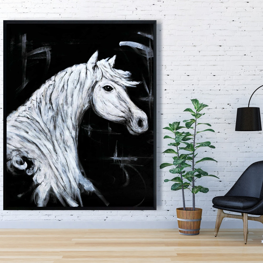Toile encadrée vue de profil de cheval | Décoration d'intérieur avec animaux de la ferme