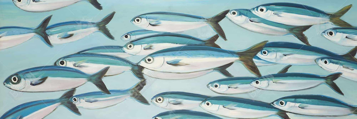 Toile Bleu Marine - Décor Petits Poissons Caesio Caerulaurea