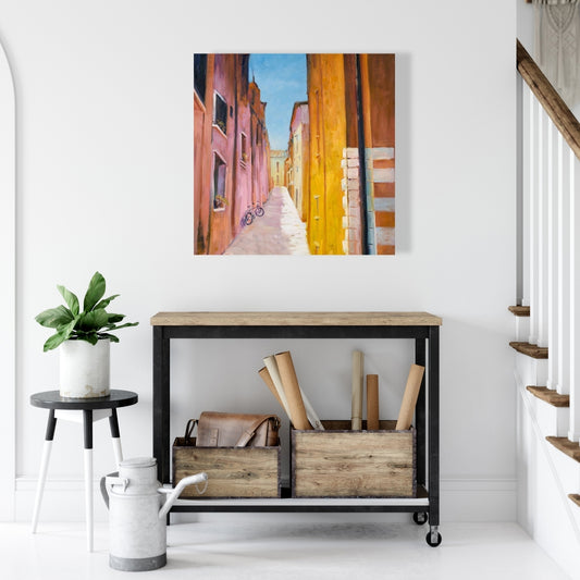 Colorful Houses Canvas Art - Collioure Street Decor
