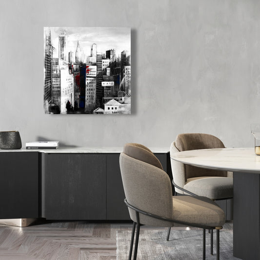 Blue Building Industrial Canvas - White City Paint Splash Decor