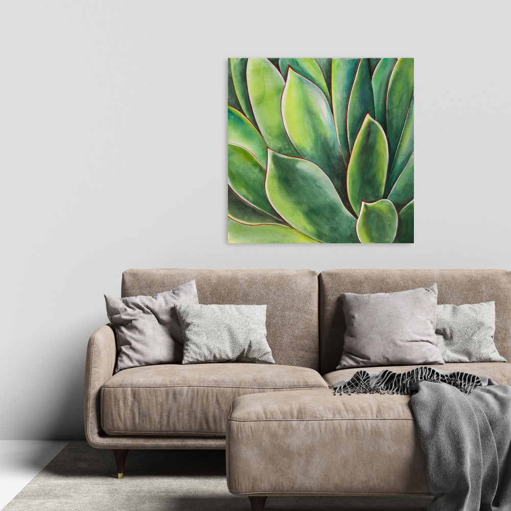 Watercolor Agave Plant Canvas | Exotic Botanical Bedroom Decor