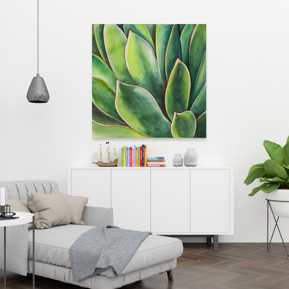 Watercolor Agave Plant Canvas | Exotic Botanical Bedroom Decor