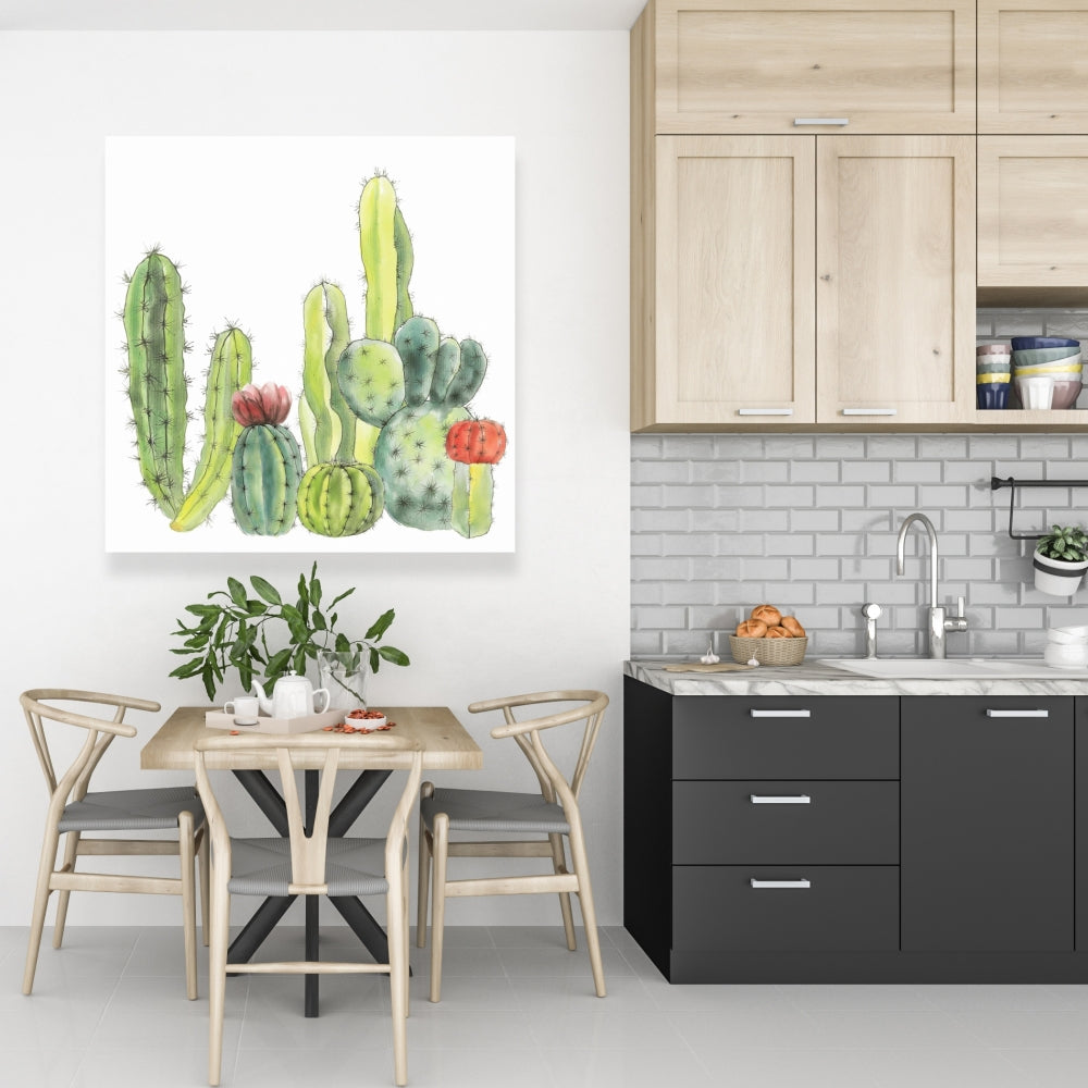 Botanical Green Canvas | Small Cactus Art for Home Decor