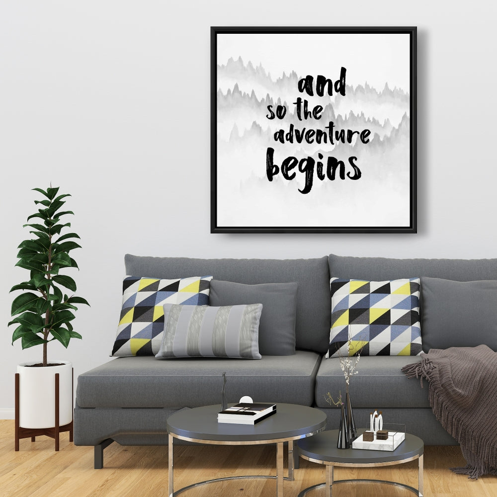 Toile monochrome « L'aventure commence » | Décoration d'intérieur