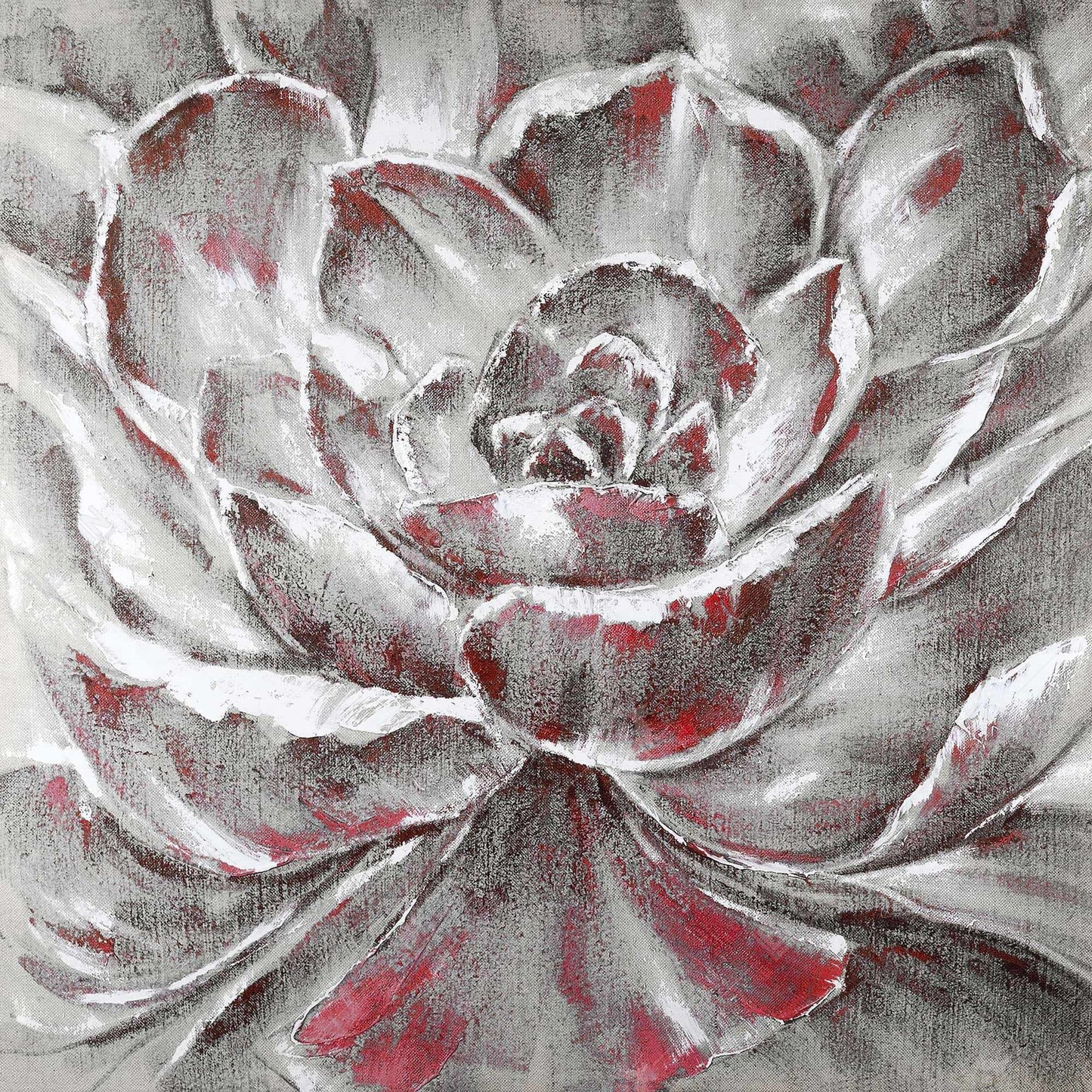 Gray and Pink Flower | Contemporary Gray Canvas Wall Art