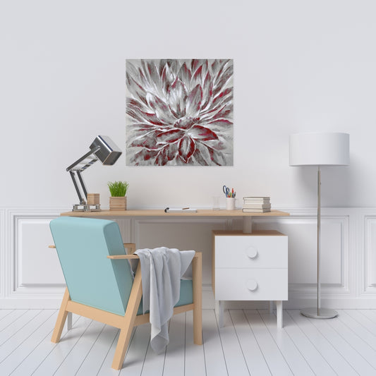 Red and Gray Flower Canvas - Modern Home Decor Wall Art