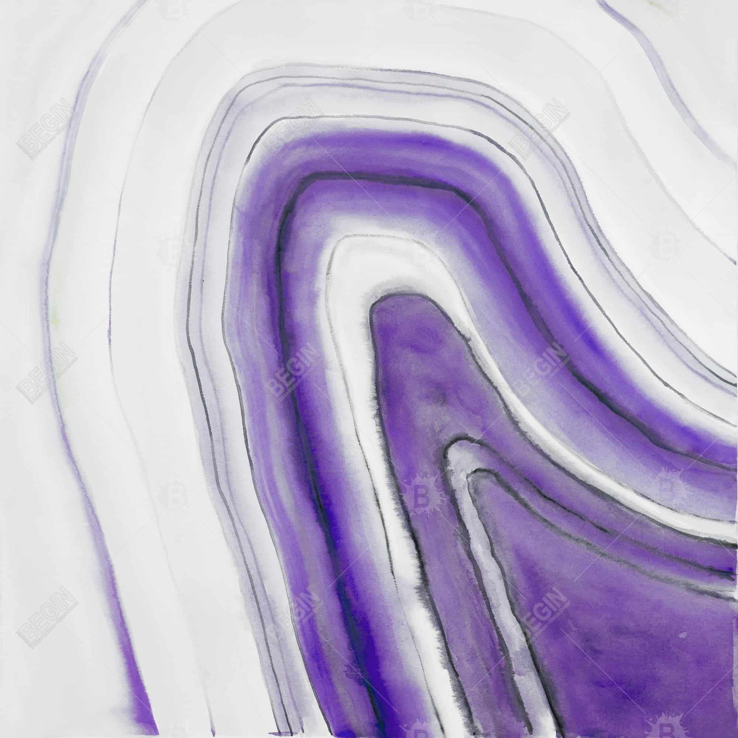Purple Round Geode Canvas - White Minerals Home Decor Art