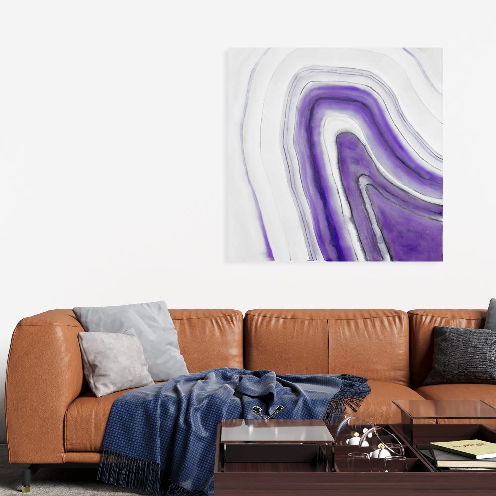 Purple Round Geode Canvas - White Minerals Home Decor Art
