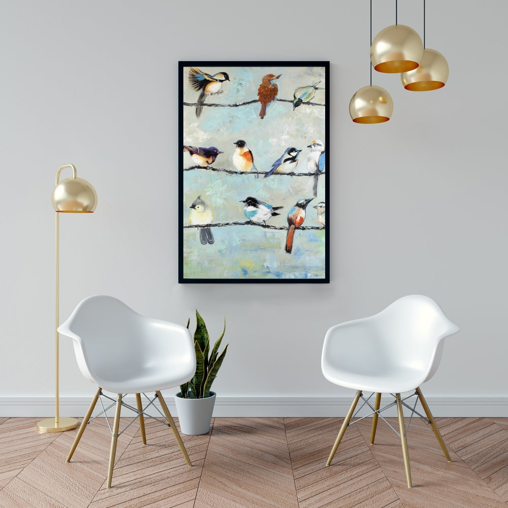 Small Colorful Birds Framed Canvas | Home Decor Wall Art