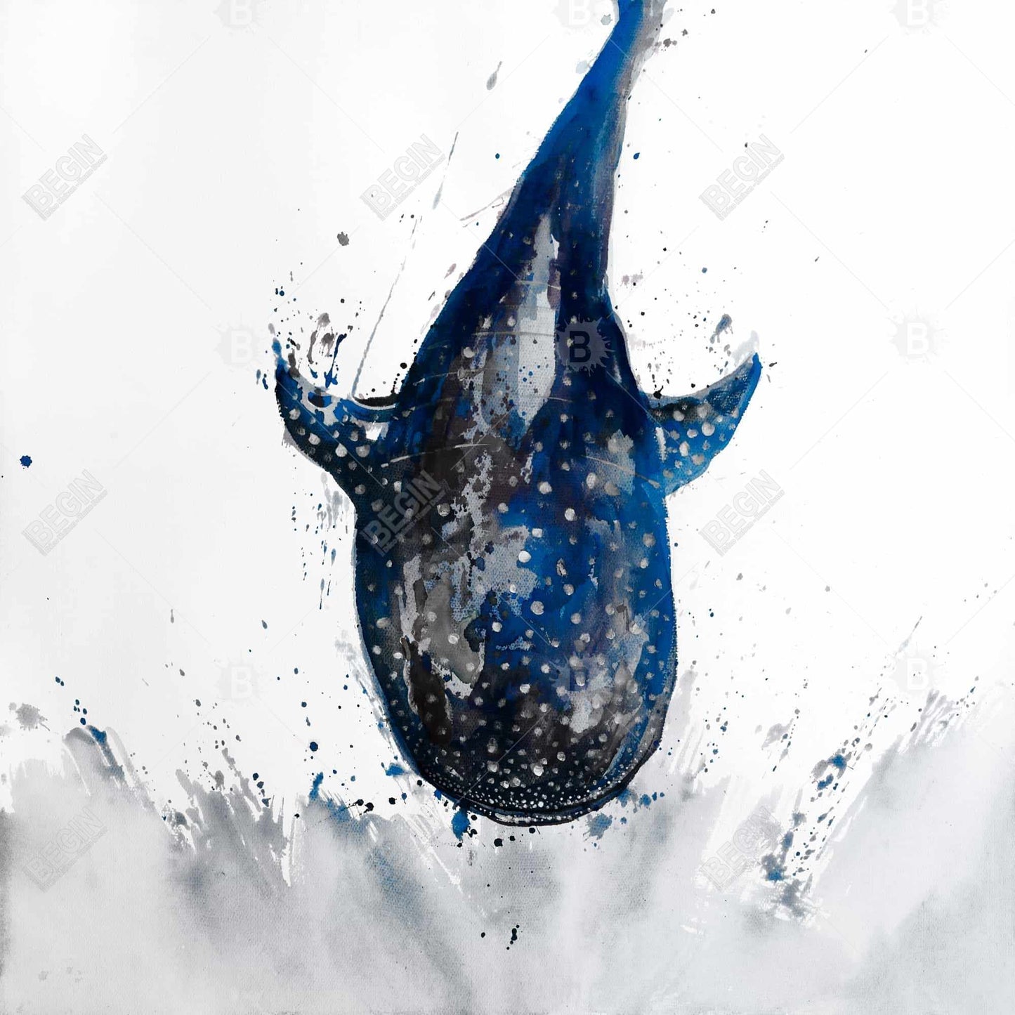 Shark Whale Blue Canvas | Aquatic Home Decor Wall Art