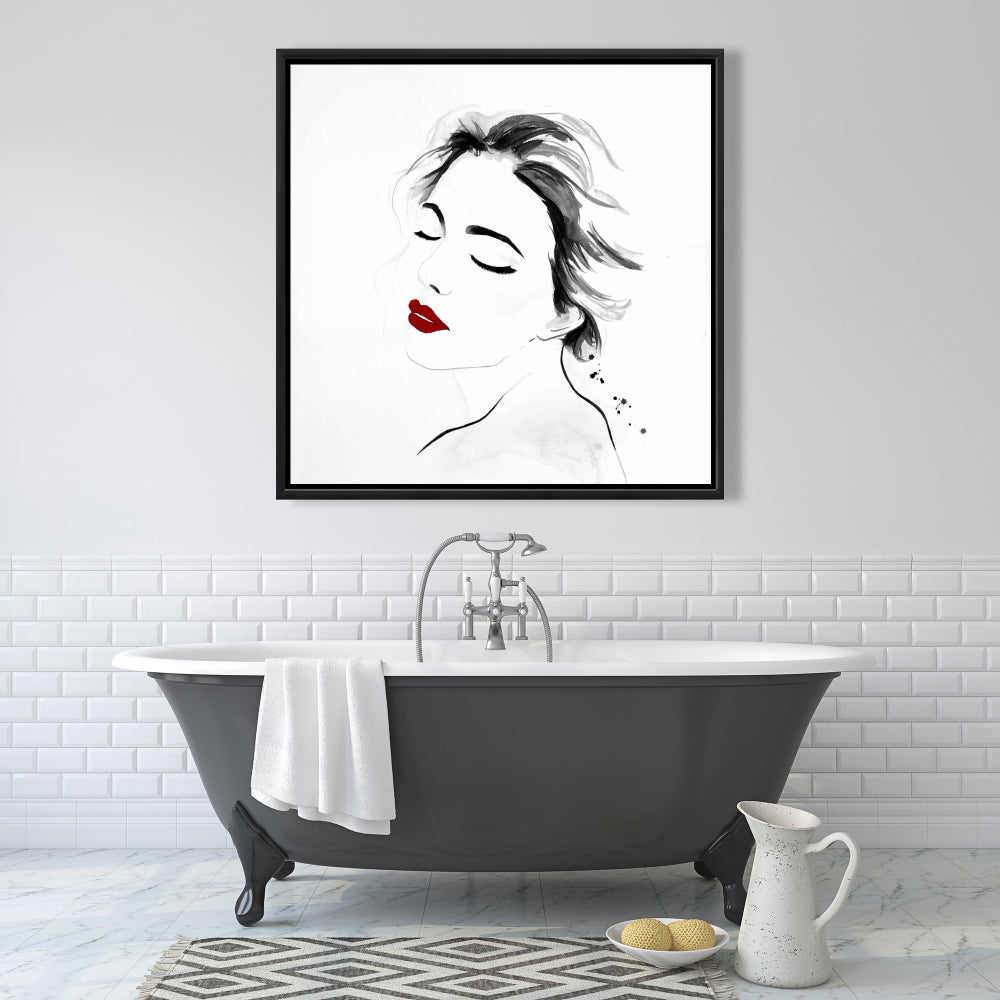 White Beauty Bedroom Canvas | Serenely Lady Watercolor Portrait
