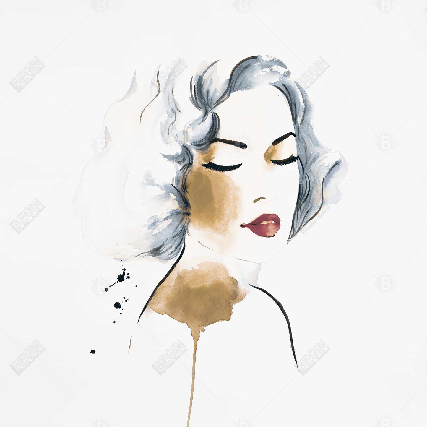 Toile de chambre minimaliste – Décor aquarelle femme classique