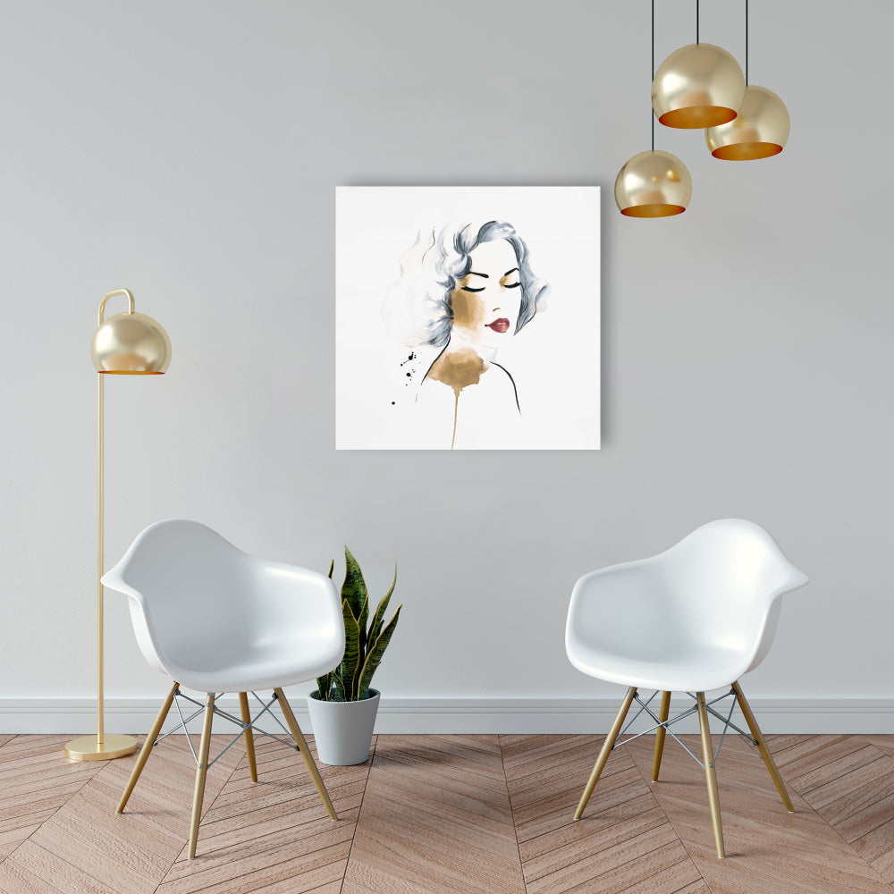 Toile de chambre minimaliste – Décor aquarelle femme classique