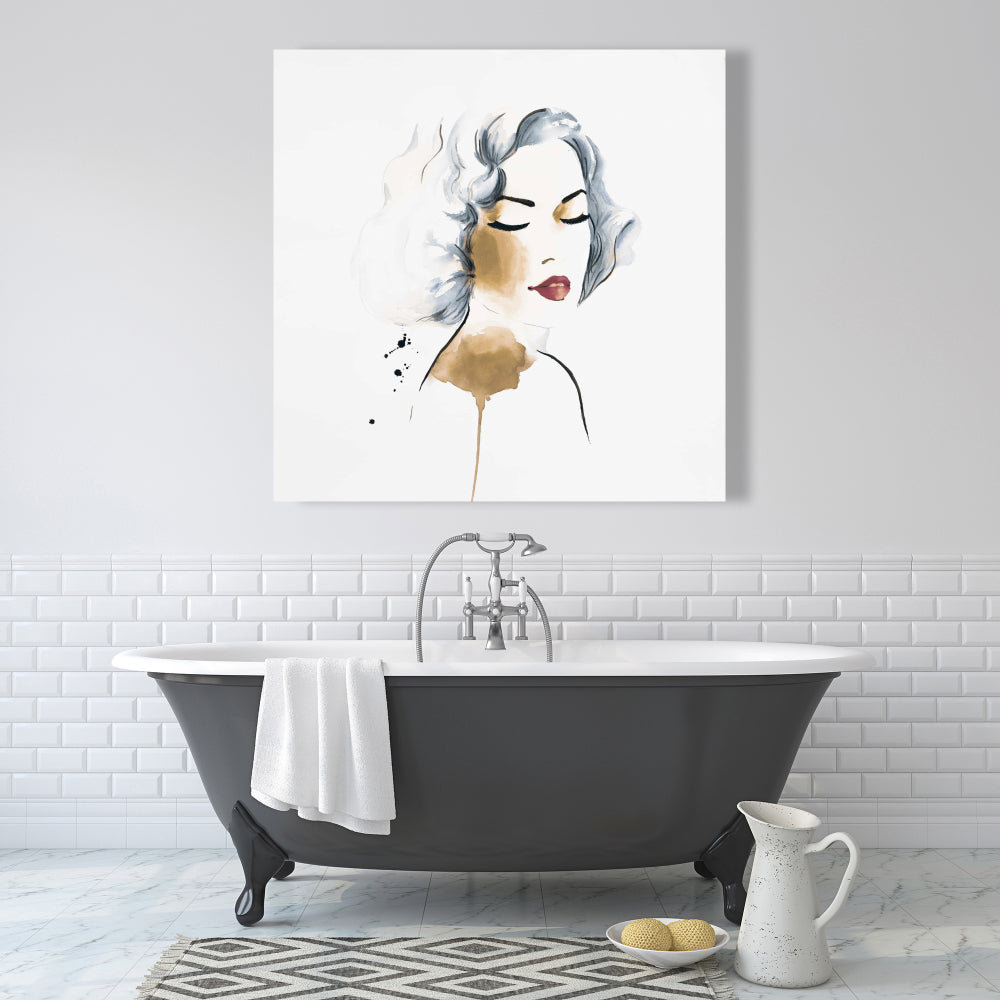 Toile de chambre minimaliste – Décor aquarelle femme classique