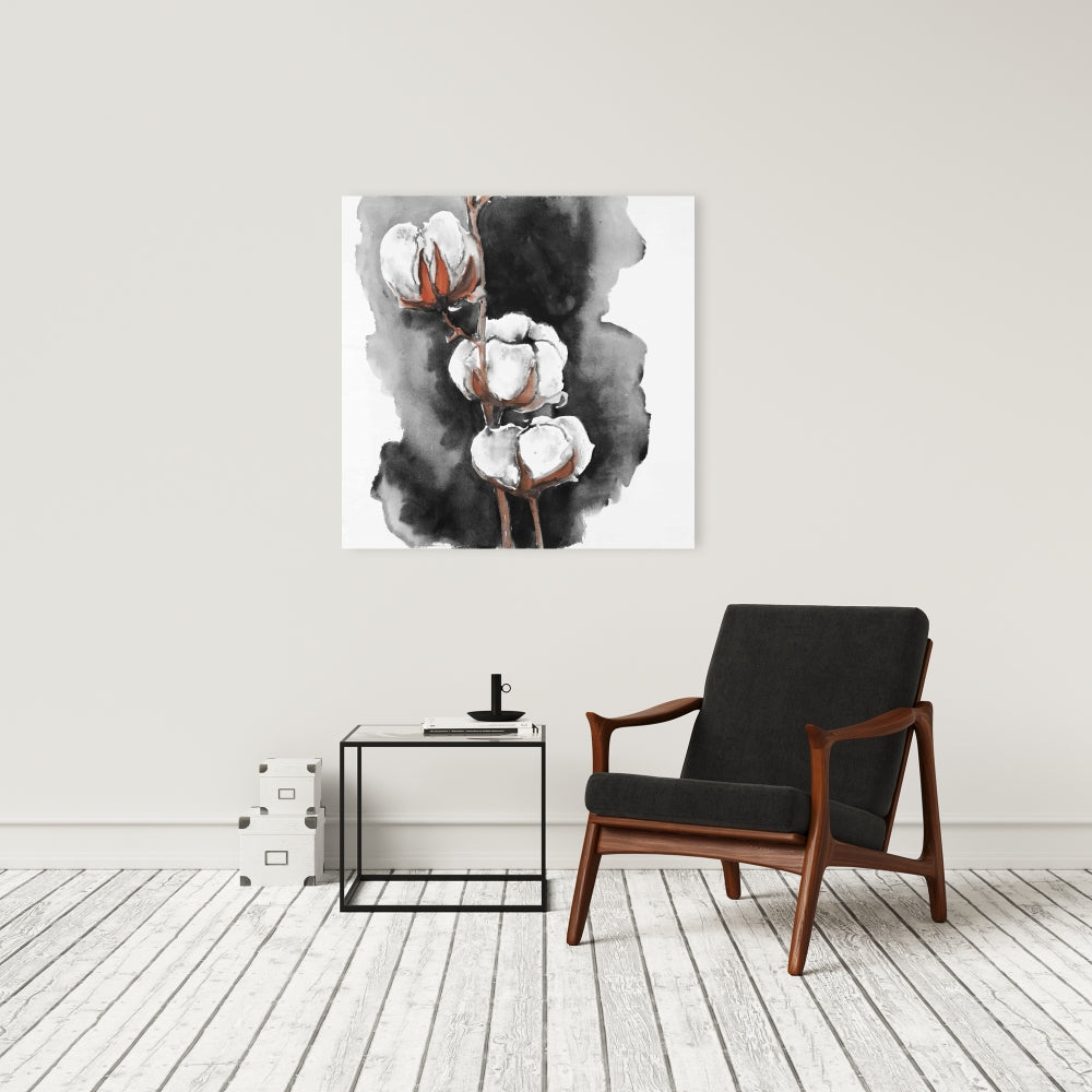 Watercolor Cotton Flowers Canvas | Minimalist Home Decor